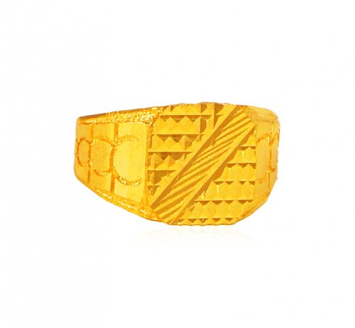 22KT Gold Mens Fancy Ring - AjRi65259 - 22KT Gold Men's Fancy Ring ...