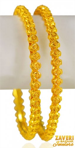 22k Gold Fancy Bangles(2pcs) 