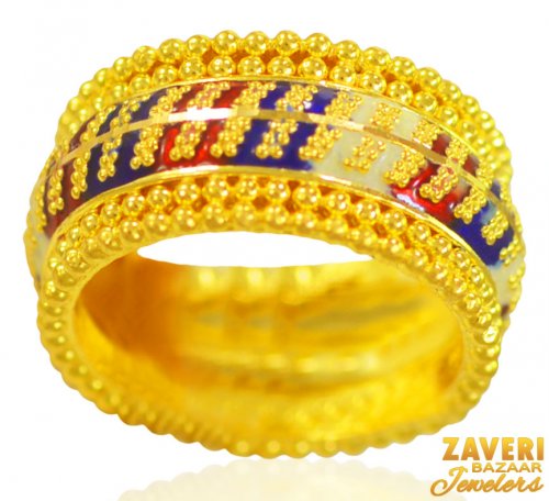 22K Gold Meenakari Ring 