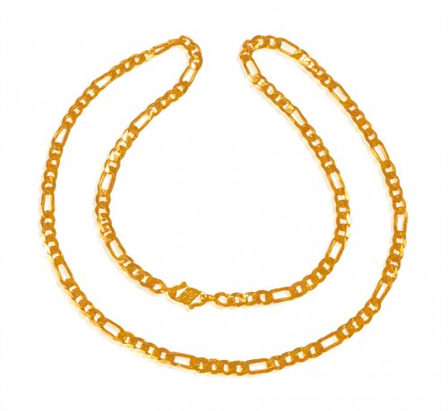 22 Kt Gold Figaro Chain - AsCh65011 - US$ 2,769 - 22kt Gold Figaro chain is designed with 