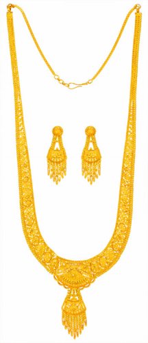 22 Kt Filigree Necklace Set Long  