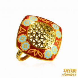 22Kt Gold Meenakari Ring