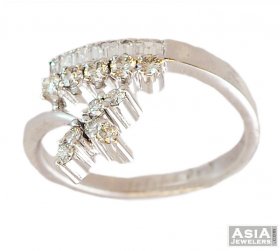 18K Floral White Gold Ring ( Diamond Rings (Ladies) )