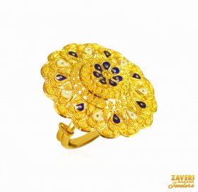 22Kt Gold Meenakari Ring