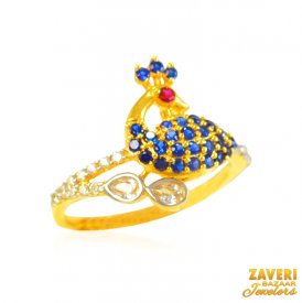 22Kt Gold CZ and Colored Stone Ring