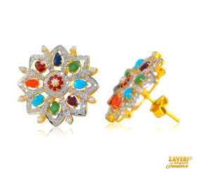 22 Kt Gold Multi color Earrings  ( Gemstone Earrings )