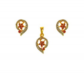 22k Gold Exclusive Pendant Set ( Precious Stone Pendant Sets )