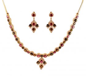 18k Tourmaline With Diamond Set ( Diamond Necklace Sets )