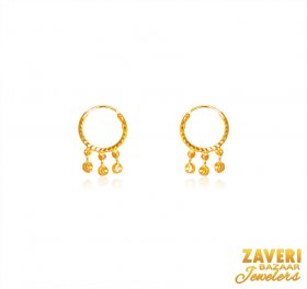 22K Gold Hoops Beads Earing ( 22K Gold Hoops )