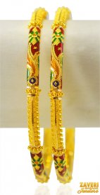 22Kt Gold Meenakari Bangles (2 Pcs) ( 22K Gold Bangles )