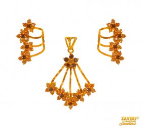 22 kt Gold Pendant Set ( Precious Stone Pendant Sets )