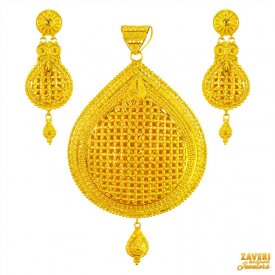 22karat Tear Drop Pendant Set ( Gold Pendant Sets )