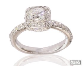 18K White Gold Cushion Cut Ring ( Diamond Rings (Ladies) )