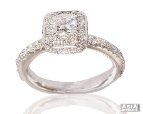 18K White Gold Cushion Cut Ring