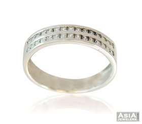 CZ Studded Fancy 18K Mens Band