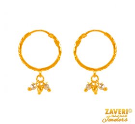 22 Karat Gold Two Tone Hoops  ( 22K Gold Hoops )