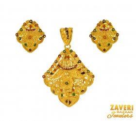 Meenakari 22K Gold Pendant set ( Gold Pendant Sets )