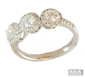 18K Fancy Three Stone Diamond Ring ( Diamond Rings (Ladies) )