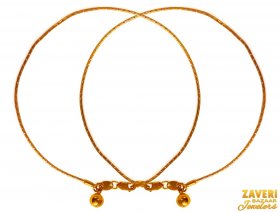 22 Kt Gold Two Tone Anklet (2 PC) ( Gold Anklets (Payals) )