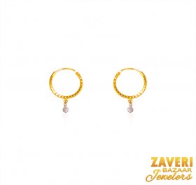 22K Gold Beads Hoops