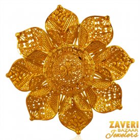 22K Gold Adjustable Floral Ring 