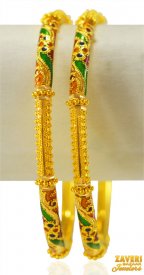 22Kt Gold Meenakari Bangles (2 Pcs) ( 22K Gold Bangles )