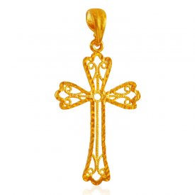 22 Karat Gold Cross Pendant ( Gold Jesus Pendant )