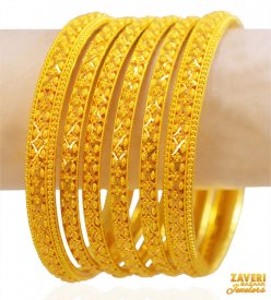 22Kt Gold Bangles Set (6Pc)