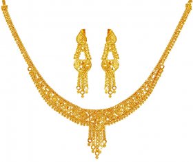 22Kt Gold Necklace Earring Set ( 22K Gold Necklace Sets )