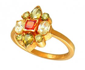 Gold Ring with Colored CZ ( Stone Rings )