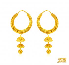 Frosty Finish Gold Bali (22 kt) ( 22K Gold Hoops )