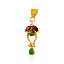 22k Gold Precious Stones Pendant ( Gold Fancy Pendants )