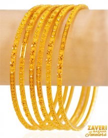 22Kt Gold Fancy Bangles Set (6 pc)