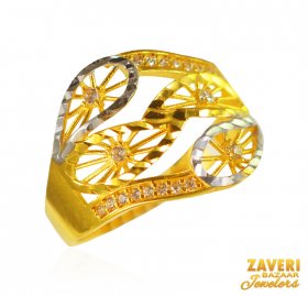 22 Kt Gold Two Tone Ring ( 22K Gold Rings )