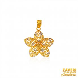 Gold Two Tone Floral Pendant