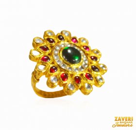 22Kt Gold Kundan Ring