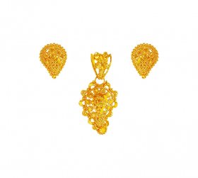 22k Yellow Gold Fancy Pendant Set ( Gold Pendant Sets )