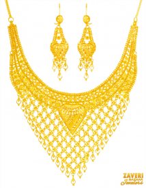 22K Yellow Gold Necklace Set ( 22K Gold Necklace Sets )