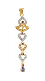 22Kt Gold two tone pendant with cz ( Gold Fancy Pendants )