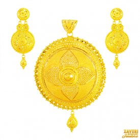 22k Gold Round Pendant Set  ( Gold Pendant Sets )