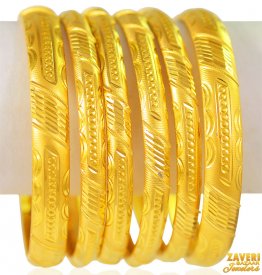 22 kt Gold Machine Bangles (6Pc) ( 22K Gold Bangles )