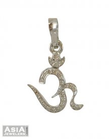 Om Diamond Pendant (18K White) ( Diamond Pendants )