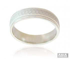 Fancy 18K Matte Finish Mens Band ( Gold Wedding Bands )