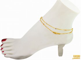 22Kt Gold Two Tone  Anklet (2 PC)