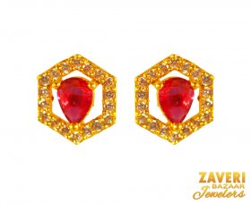 Gold Earrings with Ruby stone ( Gemstone Earrings )