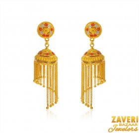 22 Kt Gold Jhumki Earrings ( 22K Gold Earrings )