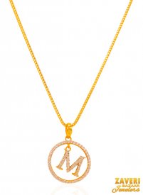 22K Gold Initial Pendant (Letter M)