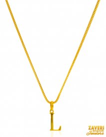 22K Gold Initial Pendant (Letter L)