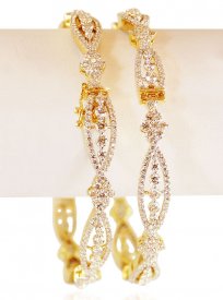 18Kt Gold Diamond Bangles (Pair) ( Diamond Bangles )