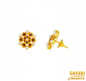 22 Kt Gold Ruby colored stone Earrings ( Gemstone Earrings )